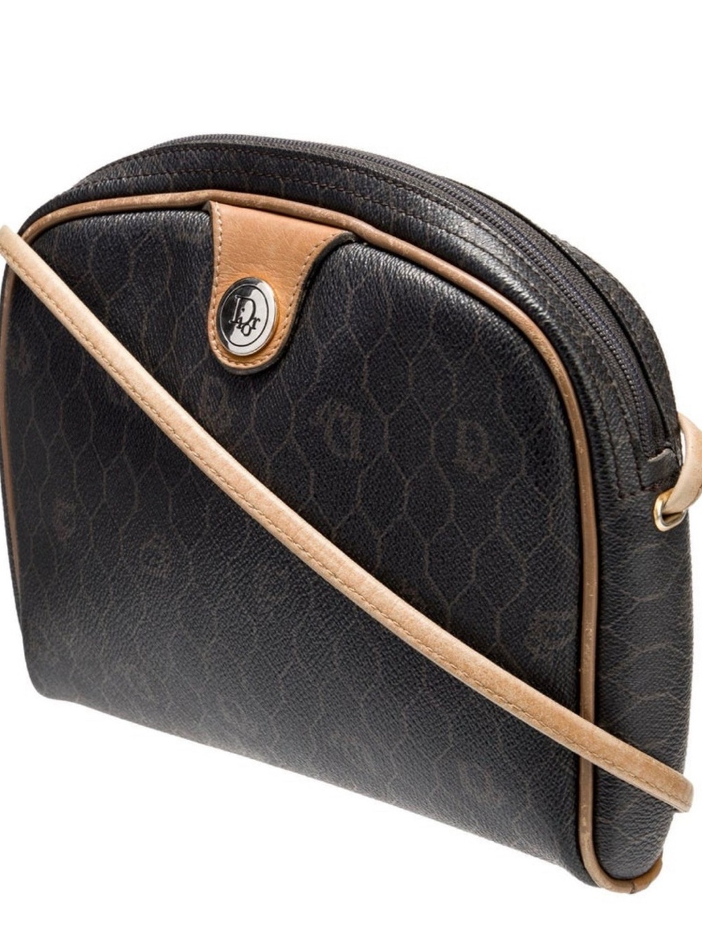 DIOR Black and Tan Crossbody Bag with Signature Monogram